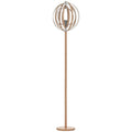 Candeeiro de Pé com Ecrã Giratório de 360° Interruptor de Pé LED E27 Máx. 40W Base de Madeira Candeeiro de Pé para Sala de Estar Dormitório Estúdio 38x38x160cm Natural — foto 1
