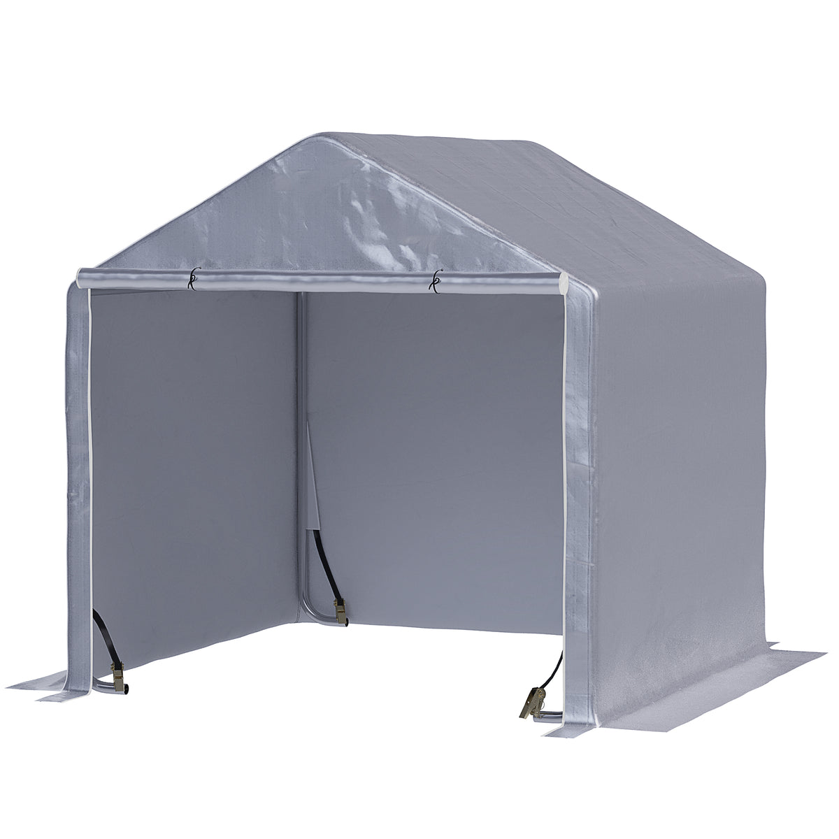 Tenda para Ferramentas Bicicletas e Motas 2x2x1,95 m Garagem Portátil com 1 Porta com Fecho de Correr 1 Cobertura de PE Impermeável Anti-UV e Estrutura de Aço Cinza — foto 1