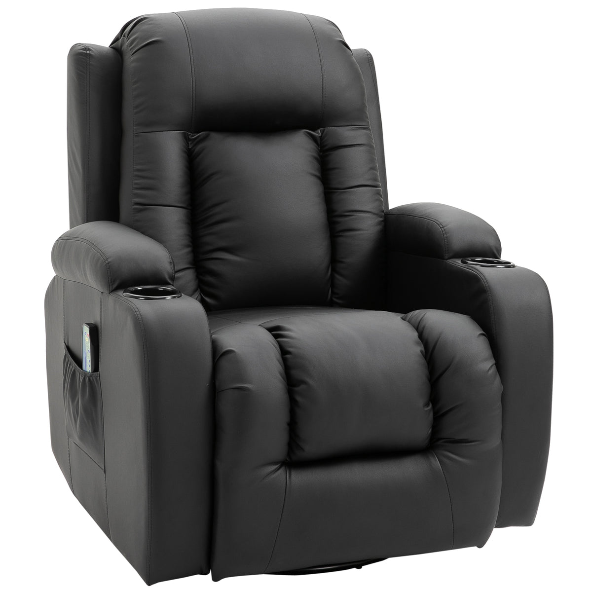 Cadeira de massagem Reclinável até 150 ° Cadeira de relaxamento com 8 pontos de massagem vibratória Função de aquecimento lombar Controle remoto 90x93x103 cm Preto — foto 1