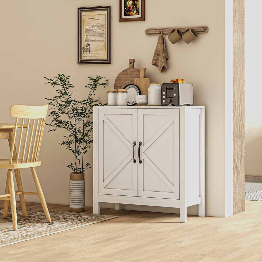 Aparador para Sala de Estar Moderno Móvel Sala de Estar com Prateleira Ajustável e Anti-Tombo Aparador Cozinha Sala de Jantar 80x35x85 cm Branco — foto 2