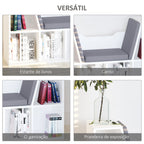 Estante Infantil com Assento Estante com 6 Cubos e Banco com Almofada 102x30x61cm Branco e Cinzento — foto 5