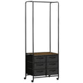 Cabideiro para Roupa com Rodas Cabideiro para Entrada com 6 Gavetas de Tecido Barra para Pendurar para Corredor Quarto Sala de Estar 63,5x40x172,5 cm Castanho Rústico — foto 1