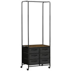 Cabideiro para Roupa com Rodas Cabideiro para Entrada com 6 Gavetas de Tecido Barra para Pendurar para Corredor Quarto Sala de Estar 63,5x40x172,5 cm Castanho Rústico — foto 1