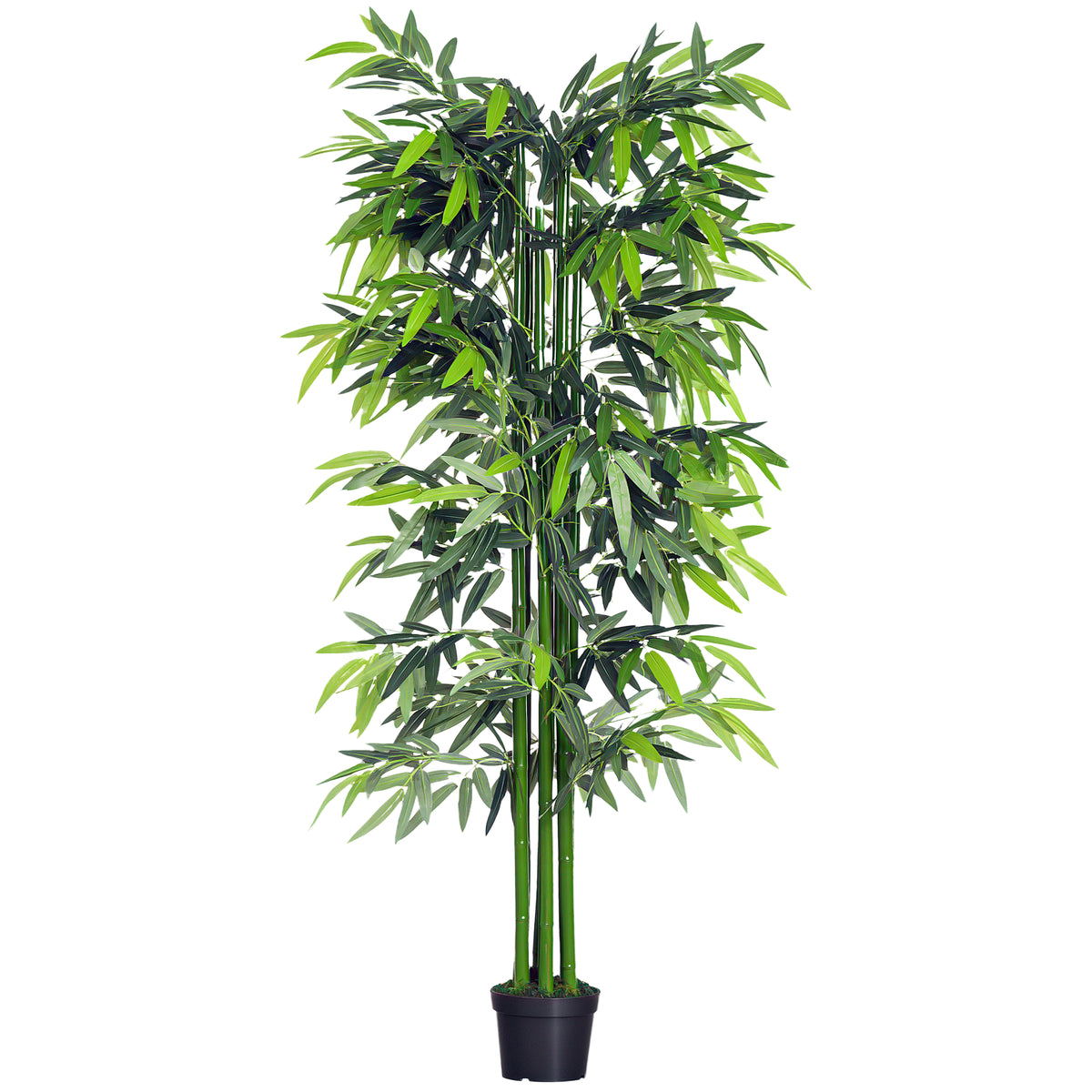 Bambú Artificial 180cm com Ramos Realistas Planta Sintética Decorativa com Vaso para Sala de Estar Escritório Ø20x180cm Verde — foto 1