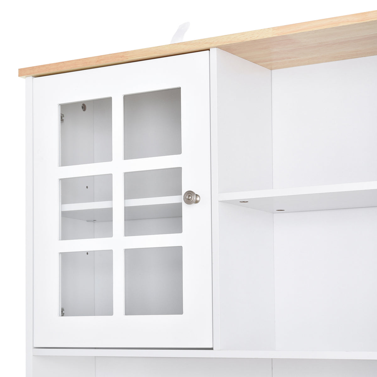 Armário de Cozinha com Prateleiras e Portas de Vidro Armário Alto de Cozinha para Pequenos Eletrodomésticos e Louças 80x37x183 cm Branco — foto 4