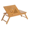 Foldable Bamboo Laptop Table Adjustable Height 1 Drawer 55x35x22-30cm