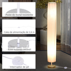 Candeeiro de Pé Moderno para Dormitório Sala de Estar com Interruptor de Pé e Base de Aço Inoxidável Ø15x120 cm Branco — foto 5