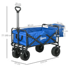 Carrinho de Transporte com Bolsa Térmica Removível Carrinho Dobrável com Alça Ajustável e Bolsa de Transporte Capacidade 100 kg para Campismo Praia 113x57x77-100 cm Azul — foto 3