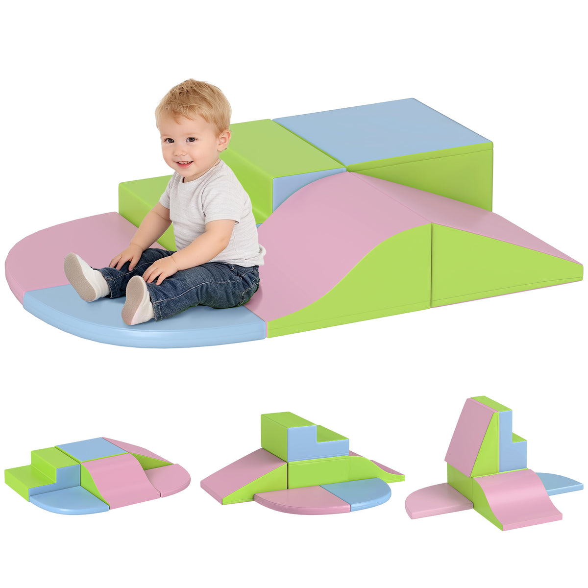 Conjunto de 6 Blocos de Espuma para Crianças 1-3 Anos Grandes Blocos de Construção Brinquedo Educativo para Escalar e Rastejar Multicolor — foto 1