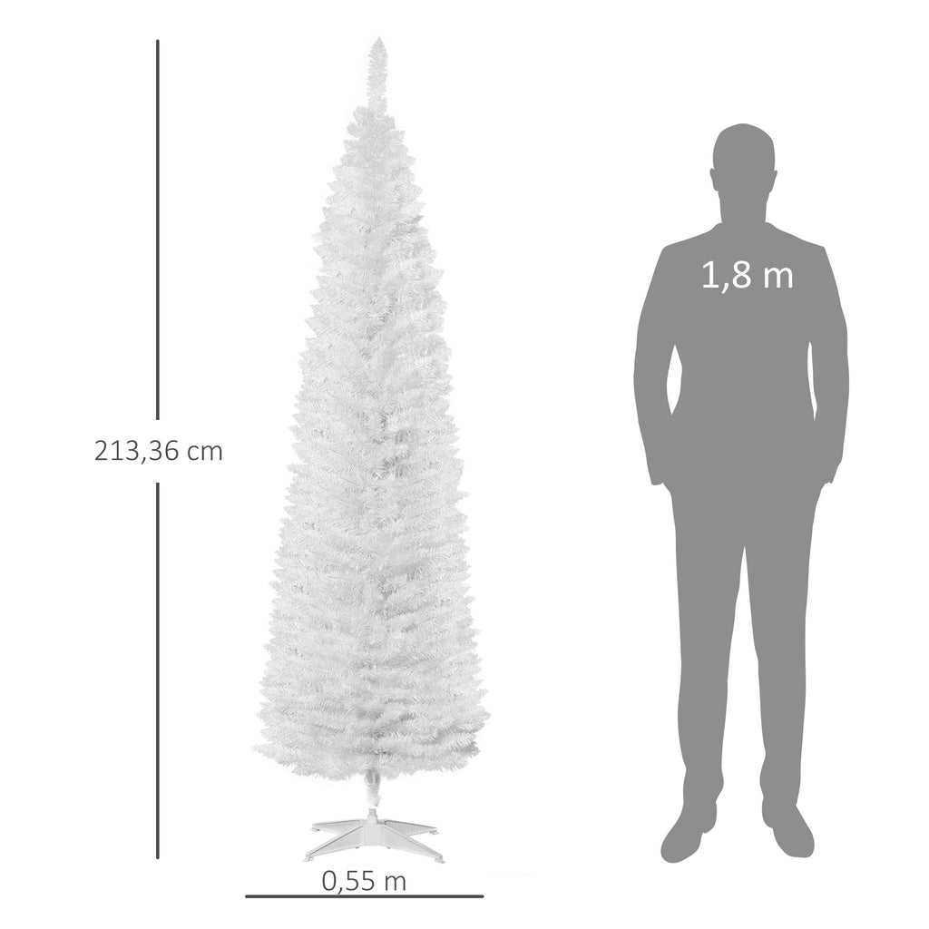 Árvore de Natal Artificial 210 cm Ignífugo com 499 Ramos de PVC Decoração de Natal para Interiores Fácil de Montar Branco — foto 3