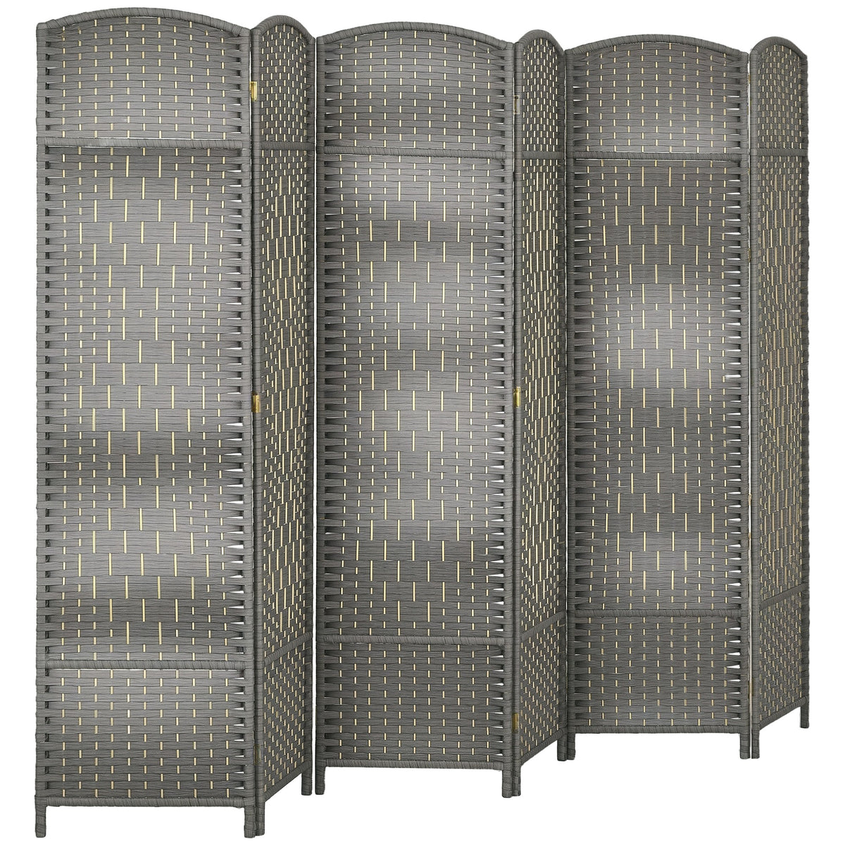 Biombo Dobrável de 6 Painéis Divisor de Ambientes 270x180 cm Ecrã de Privacidade de Polipropileno para Escritório Quarto Cinza Misto — foto 1