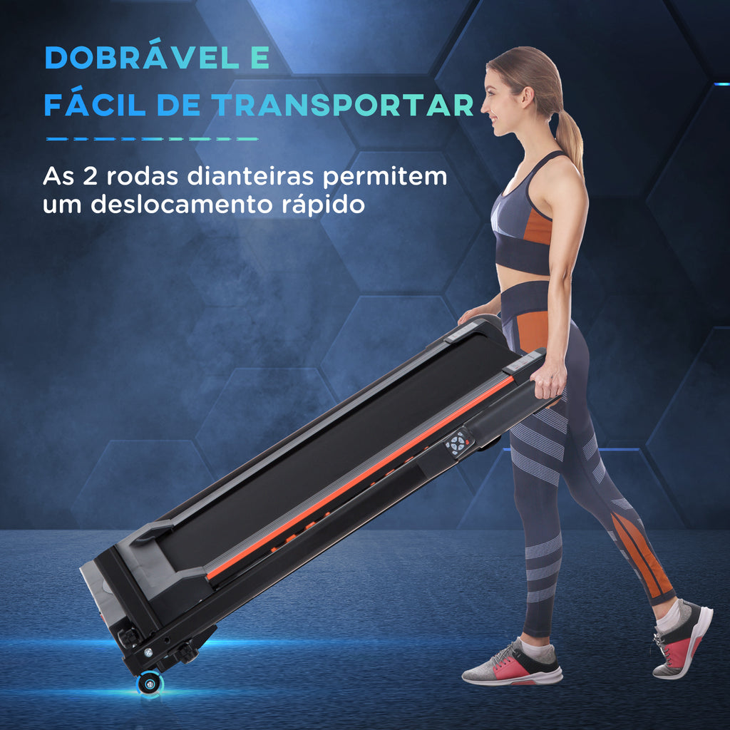 Passadeira Elétrica com Parada de Emergência Ecrã LCD Controlo Remoto Velocidade 1-6km/h Potência do Motor 500W 105x56x108,5cm Preto — foto 4