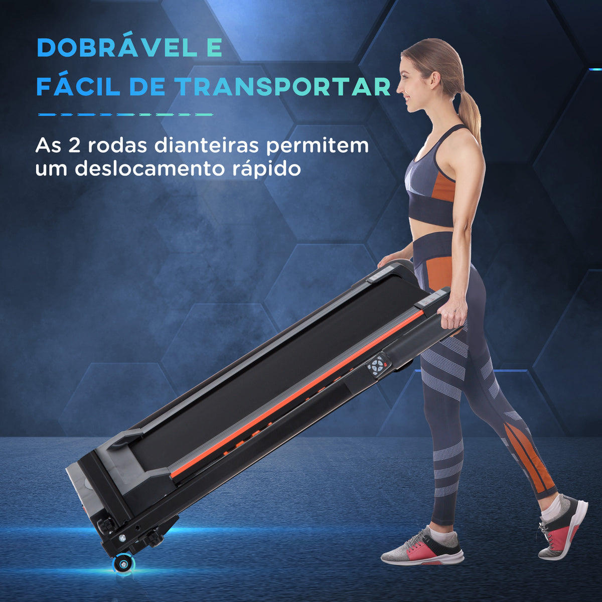 Passadeira Elétrica com Parada de Emergência Ecrã LCD Controlo Remoto Velocidade 1-6km/h Potência do Motor 500W 105x56x108,5cm Preto — foto 4
