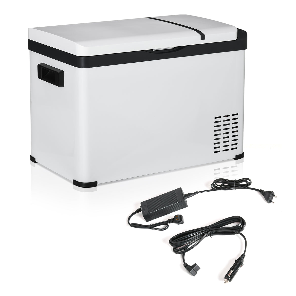 Geleira de Compressor 30L Geleira Portátil de Carro CC 12V/24V e CA 110-240V até -22 ℃ com Tela Tátil e Alças para Barco Caminhão 61x32x40cm Branco — foto 1