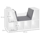 Estante Infantil com Assento Estante com 6 Cubos e Banco com Almofada 102x30x61cm Branco e Cinzento — foto 3