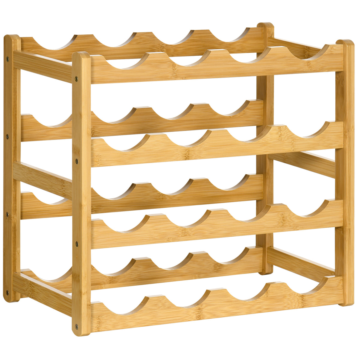 Suporte para Garrafas em Bambu 4 Níveis 16 Garrafas (43x23,5x38 cm) Madeira Natural — foto 1