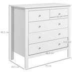 Cómoda com 5 Gavetas Cómoda de Quarto com Pés Elevados Cómoda para Sala Escritório Estilo Moderno 79x39,5x80,5 cm Branco — foto 3