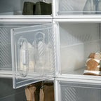 Armário Modular de Plástico Sapateira Modular com 8 Cubos Portas Magnéticas Organizador de Sapatos para Entrada Corredor Dormitório 28x36x21cm Transparente — foto 9