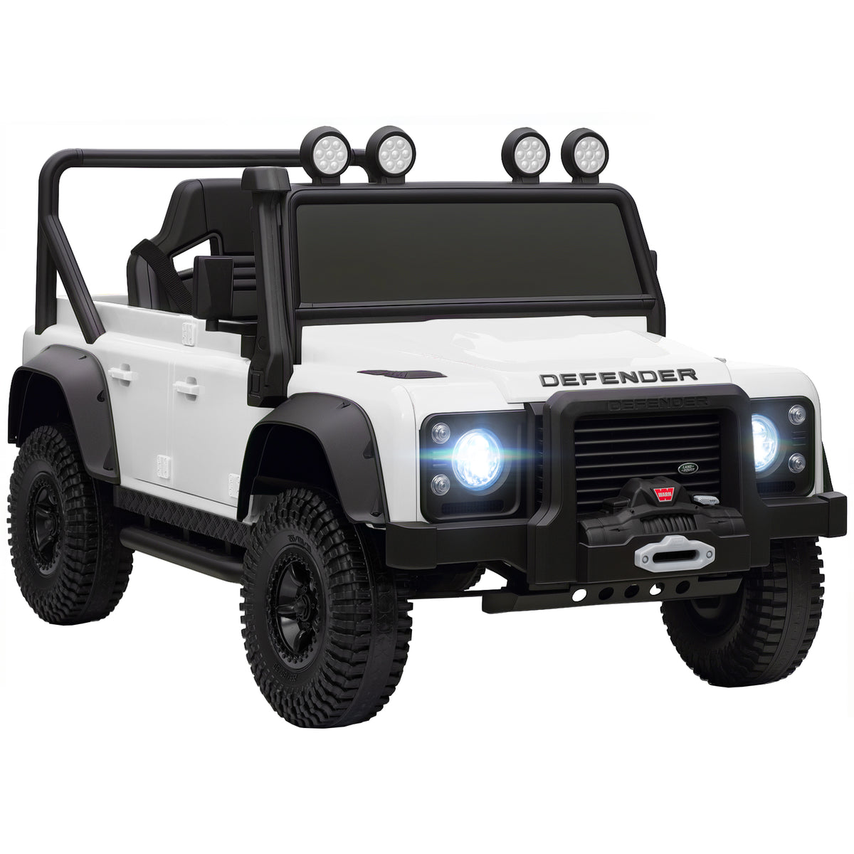 Carro Elétrico para Crianças com Licença Land Rover 12V Carro a Bateria Infantil com Controlo Remoto Sistema de Suspensão USB MP3 Velocidade Ajustável Faróis 115x61x61 cm Branco — foto 1