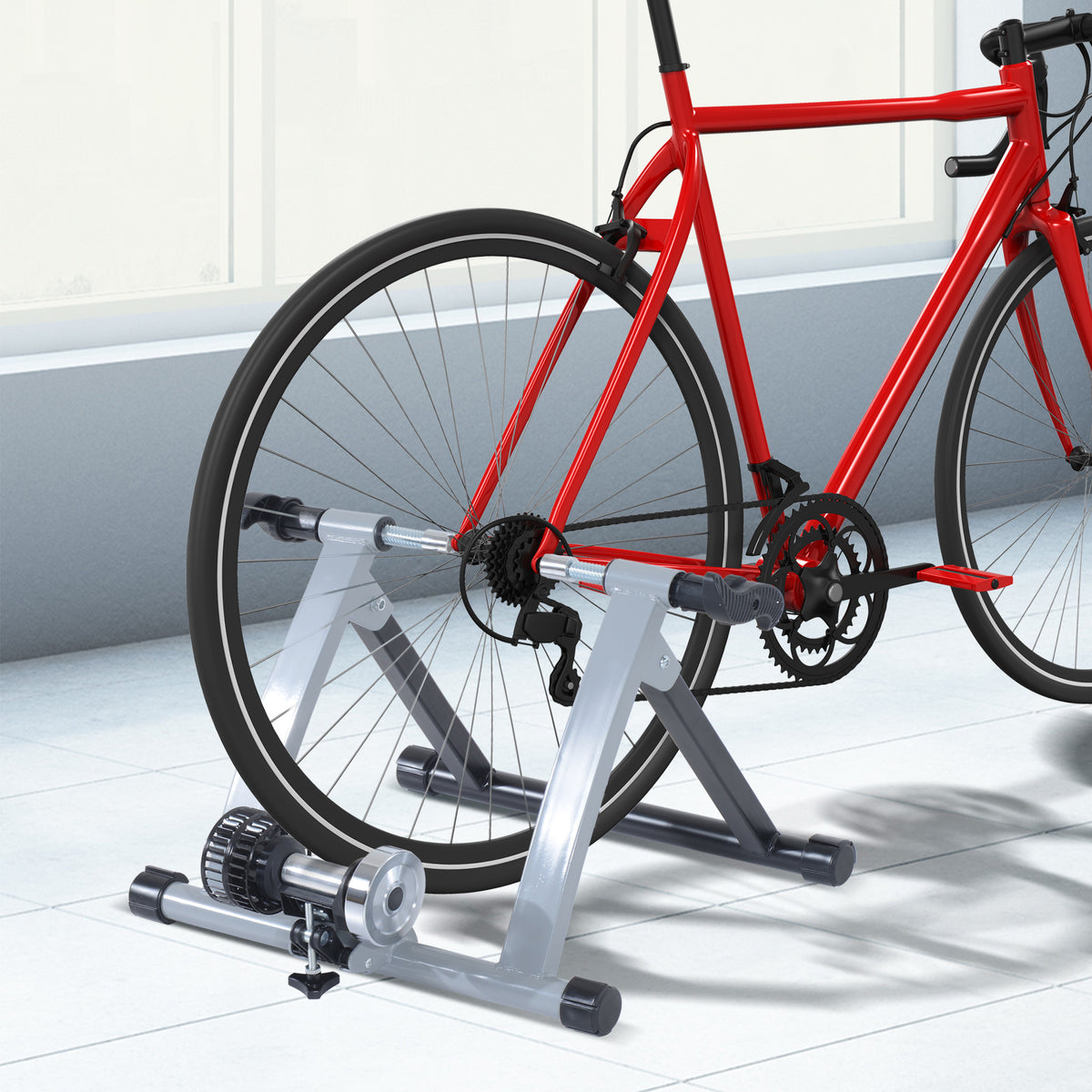 Rolo de Treinamento Magnético para Bicicleta Ciclotreinador Dobrável 54,4x 47,2,x39,1cm Prata e Preto — foto 2