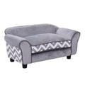Sofá para animais de estimação com pernas Cama de cachorro de madeira com almofada acolchoada aconchegante e capa lavável 73,5x41x33 cm cinza — foto 1