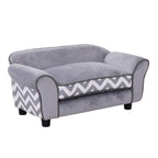 Sofá para animais de estimação com pernas Cama de cachorro de madeira com almofada acolchoada aconchegante e capa lavável 73,5x41x33 cm cinza — foto 1