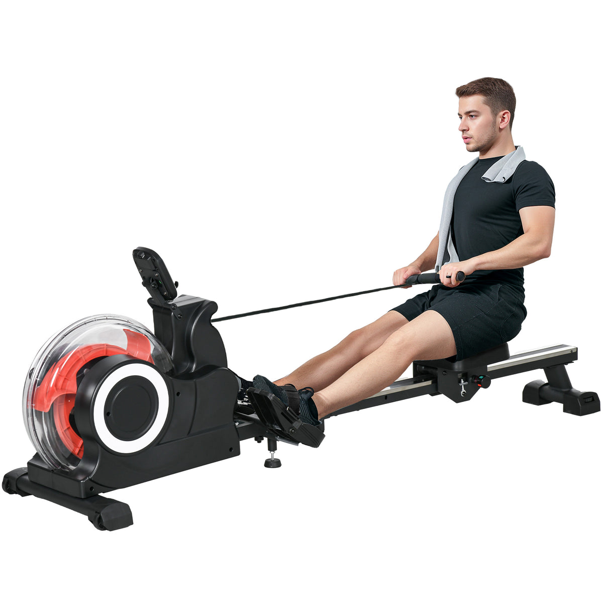 Máquina de Remo com 6 Níveis de Resistência Máquina de Remo para Casa Dobrável com Ecrã LCD Rodas Máquina de Remar para Treino em Ginásio Preto — foto 1