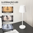 Candeeiro de Mesa com Luzes LED Candeeiro de Mesa Sem Fios Recarregável por USB-C 3 Cores Ecrã de Acrílico para Quarto Sala Ø11,2x36,5 cm Branco - Modelo 1 — foto 5