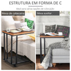 Mesa Auxiliar com RodasEstilo Retro de Aço e Madeira 51x36x65cm — foto 5