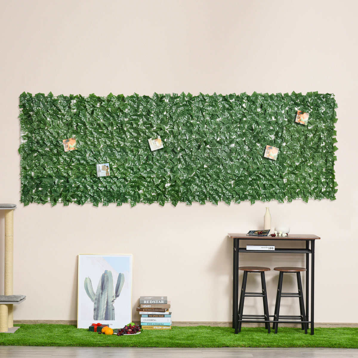 Vedação Artificial em Rolo 3m Vedação de Privacidade para Balcão Jardim Exterior Planta Decorativa de Parede PE Verde - Modelo 1 — foto 2