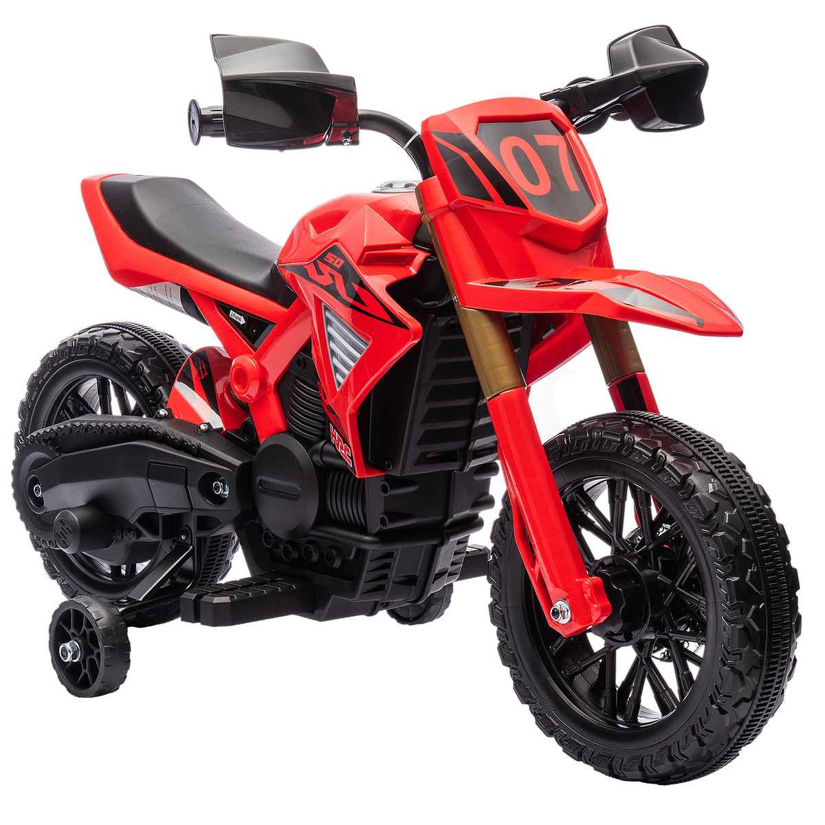 AIYPLAY Mota Elétrica para Crianças acima de 3 Anos Moto a Bateria para Crianças 6V com Rodas de Treino e Buzina Mota para Crianças Carga 30 kg 105x57x62 cm Vermelha — foto 1