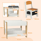 Conjunto de Mesa e 2 Cadeiras Infantis Mesa com Cadeiras para Crianças 2 em 1 com Ardósia Gavetas de Tecido e Espaço de Armazenamento para Quarto Sala de Jogos Cinza — foto 3