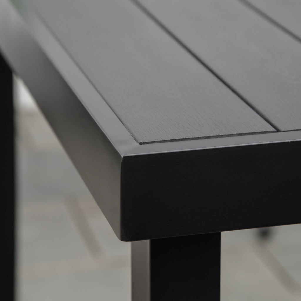 Mesa de Jardim Retangular Mesa de Exterior para 6 Pessoas com Bancada de Ripas e Estrutura de Alumínio para Terraço Balcão 140x90x74cm Preto — foto 8