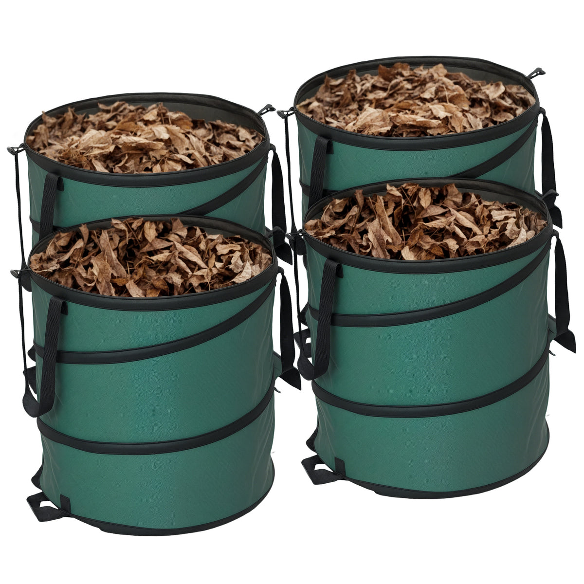 Conjunto de 4 Sacos para Resíduos de Jardim 86L Sacos para Resíduos Resistentes com Pegas Tampa com Fecho e Desenho Pop-Up Dobráveis e Reutilizáveis Ø47x50 cm Verde — foto 1