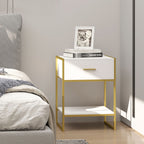 Mesa de Cabeceira Mesa Auxiliar com 1 Gaveta e Prateleira de Armazenamento para Dormitórios Sala de Estar Escritório Estilo Moderno 45x40x60cm Branco — foto 2