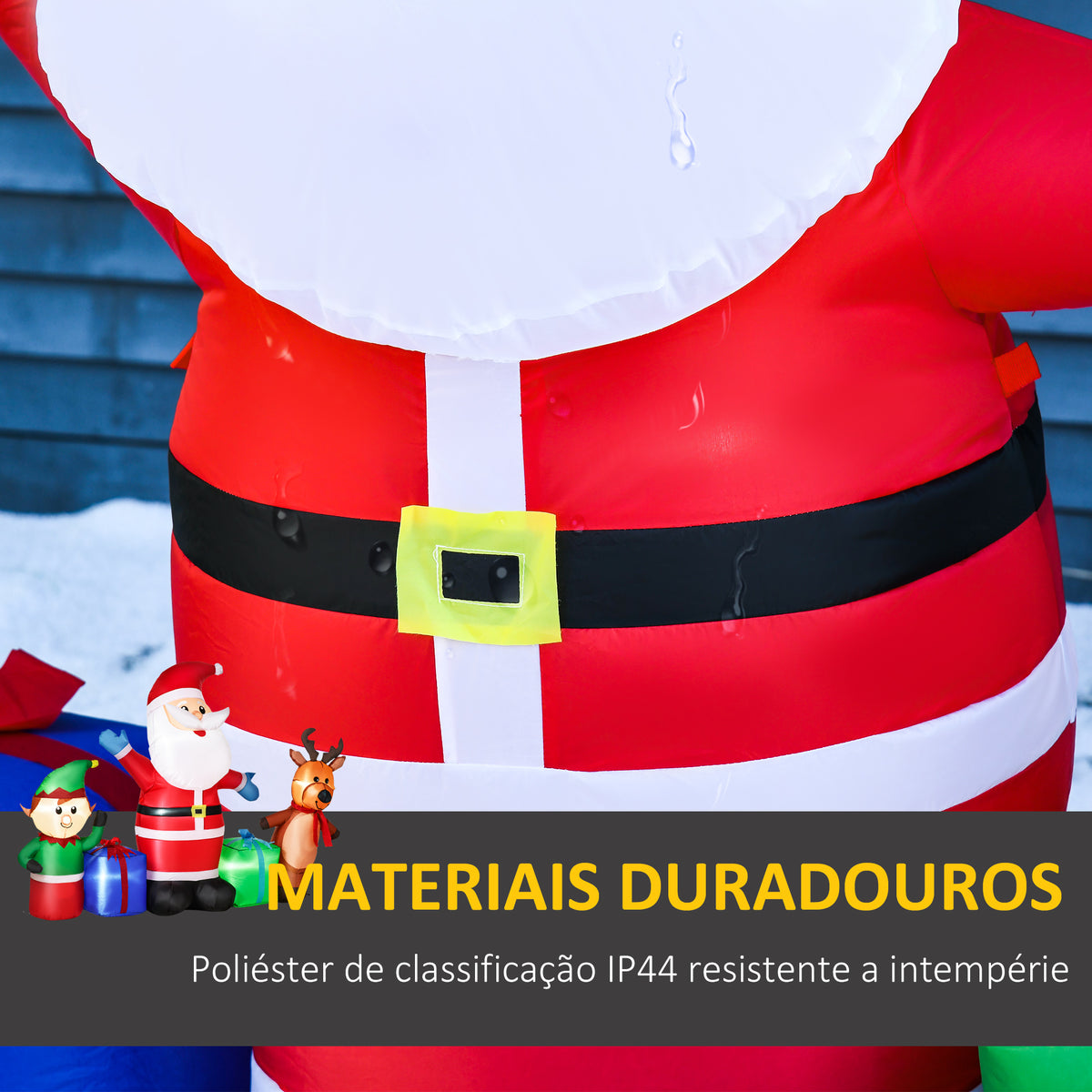 Decoração Insuflável de Natal Pai Natal com Rena e Duende Decoração de Natal com 6 Luzes LED e Insuflador para Jardim Pátio 203x50x153 cm Multicor — foto 5