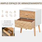 Mesa de Cabeceira com 2 Gavetas Mesa de Cabeceira com Espaço de Armazenamento para Dormitório 40x30x55,5 cm Branco e Madeira — foto 5