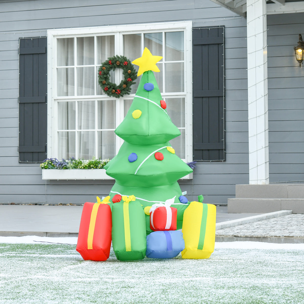 Árvore de Natal Insuflável 1,5 m Árvore Decorativa de Natal com Decorações e Luzes LED Insuflável de Natal 65x75x150 cm Multicor — foto 2