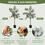 Eucalipto Artificial 150 cm Planta Artificial Decorativa Grande Árvore Artificial de Interior com 230 Folhas Decoração para Casa Escritório Dormitório Verde — foto 6