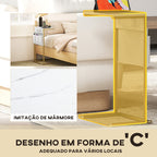 Mesa Auxiliar com Estação de Carga Mesa Lateral com 2 Entradas USB 1 Entrada USB-C e Bolsa Organizadora Mesa Auxiliar para Sala de Estar Dormitório 25,5x40x71 cm Branco — foto 5