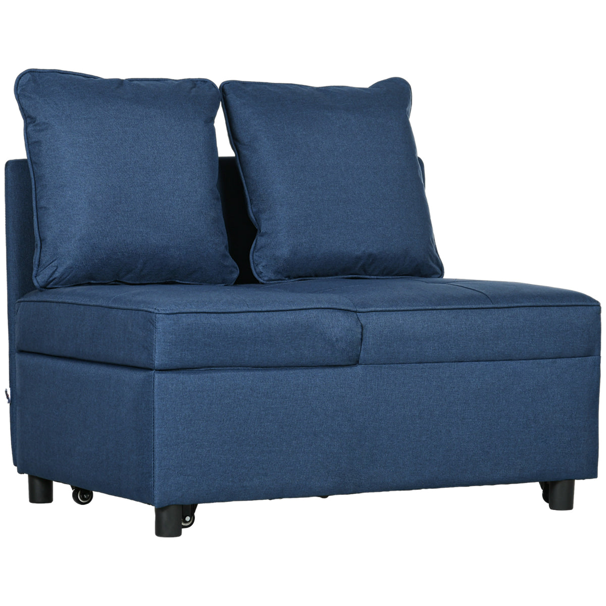 Sofá Cama 3 em 1 Sofá de 2 Lugares com Encosto Ajustável Sofá Cama Individual com Almofadas para Dormitório Sala de Estar 65x98x69 cm Azul — foto 1