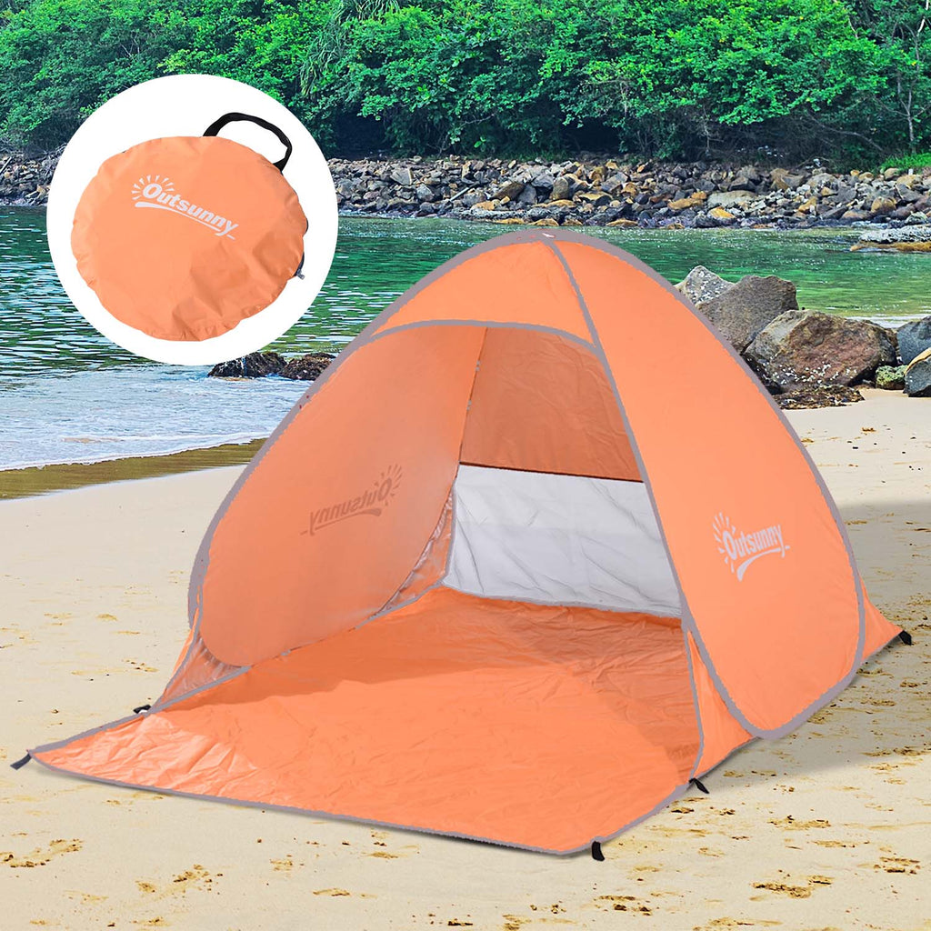 Tenda Pop-up Instantâneo e Portátil com Janelas Protetoras para Piquenique, Praia e Camping com Proteção UV Laranja — foto 2