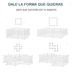 Recinto para Pequenos Animais Recinto Modular de Metal com 12 Painéis e 24 Conectores para Coelhos Porquinhos da Índia 105x105x45 cm Branco — foto 6