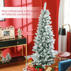 Árvore de Natal 180 cm Árvore de Natal Artificial Coberta de Neve com 479 Ramos e Suporte de Metal Árvore Natalícia para Sala Interior Verde — foto 4