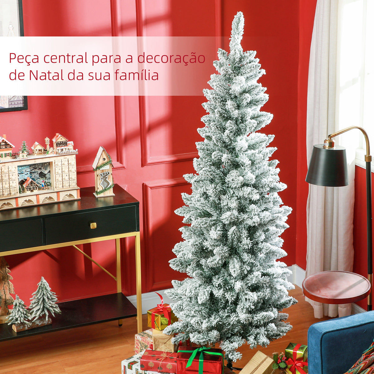 Árvore de Natal 180 cm Árvore de Natal Artificial Coberta de Neve com 479 Ramos e Suporte de Metal Árvore Natalícia para Sala Interior Verde — foto 4