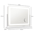 Espelho de Maquilhagem com Luzes Espelho de Toucador Giratório 58x46 cm com 3 Modos de Iluminação Interruptor Tátil Espelho de Maquilhagem com Suporte para Telemóvel e Entrada USB Branco — foto 3
