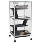 Gaiola para Roedores 52x52x113,5 cm Gaiola para Furões com Rodas 2 Portas 3 Rampas Rede Suspensa e Bandeja Removível para Cobias Branco — foto 1