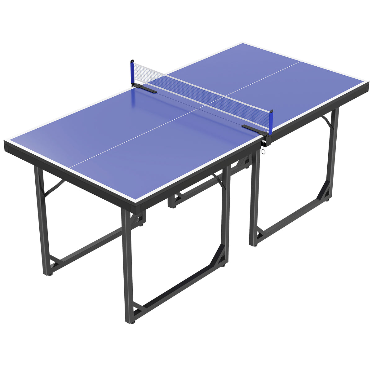 Mesa de Ping Pong Dobrável Mesa de Ping Pong Profissional com Rede e Estrutura de Aço para Interior e Exterior 182x91x76 cm Azul — foto 1