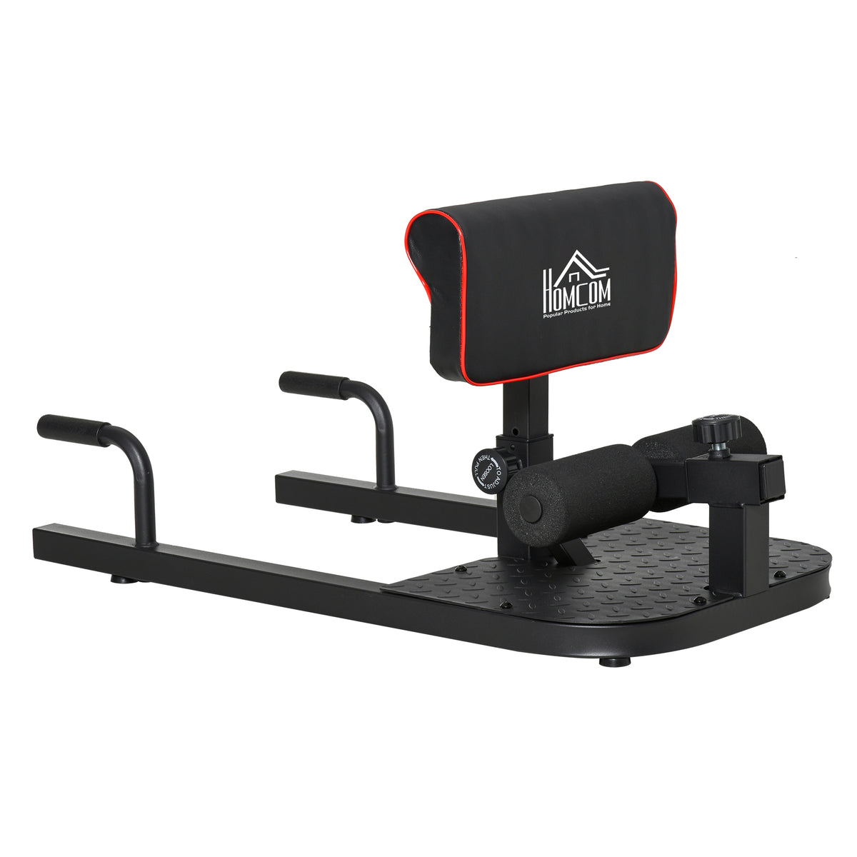 Sissy Squat 3 em 1 Máquina de Agachamento para Exercícios de Abdominais Flexões Agachamentos 50x97x56,5cm Preto e Vermelho — foto 1