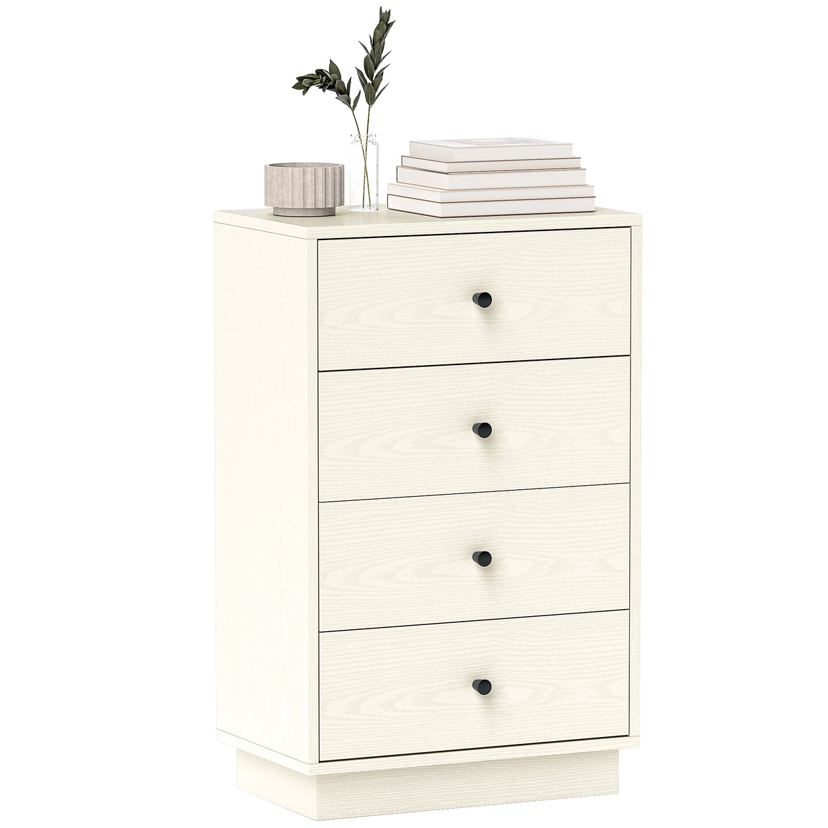 Cómoda de 4 Gavetas Cómoda para Dormitório Moderna Cómoda Estreita para Sala de Estar Corredor 47x29x75 cm Branco — foto 1
